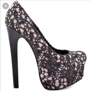 London Trash anthem mink lace heels